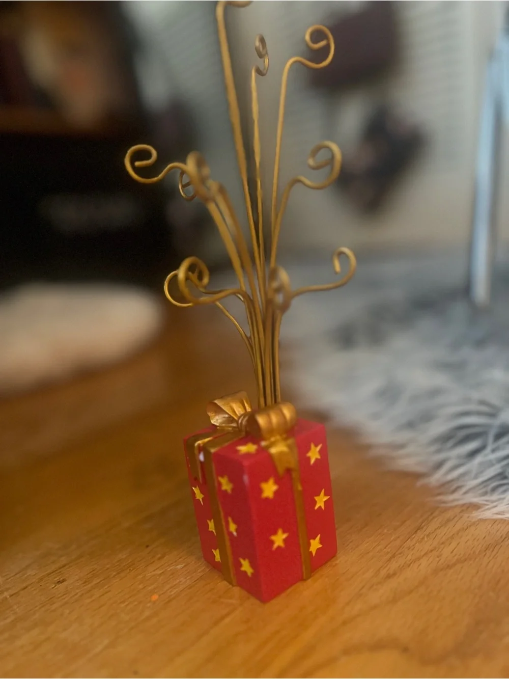 Festive Red & Gold Mini Gift Tree Ornament